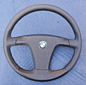 BMW E24 E28 Black Stitch Leather OEM Sport Steering Wheel *NEW Wrap* 1982-1985 - Picture 1 of 23