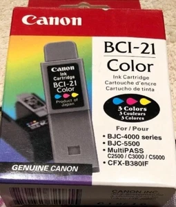 Caja de cartucho de tinta de color genuino Canon BCI-21 sellado sin abrir - Imagen 1 de 4