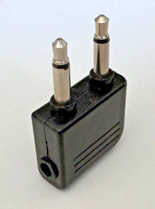 Vintage Airplane Audio Plug to 3.5mm Stereo Headphones Airline Headset Adapter - Picture 1 of 5