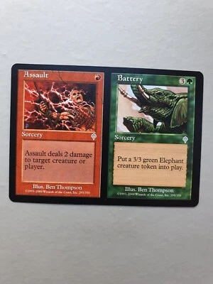 Assault/Battery , MTG Invasion (2000). Uncommon Dual Red/Green Sorcery NM - Image 1 of 2