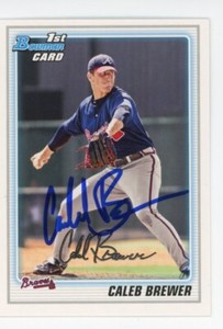 SIGNED BASEBALL CARD AUTO ATLANTA BRAVES CALEB BREWER BOWMAN 2010 #81