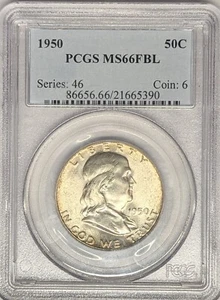 1950 P Franklin Half Dollar PCGS MS66FBL Full Belt Lines - Picture 1 of 4