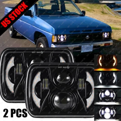 5x7 7x6inch LED Headlights DRL Hi/Lo Beam Pair For Nissan Pickup Hardbody D21 NX - Image 1 of 4