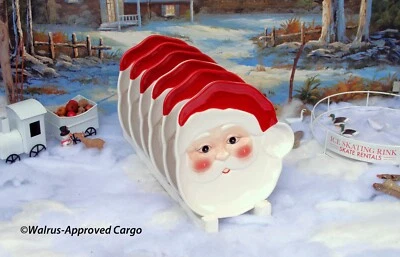 POTTERY BARN FIGURAL SANTA PLATES (6) -NIB- PUT A GREAT FACE ON YOUR NOEL TABLE! - Image 1 of 4