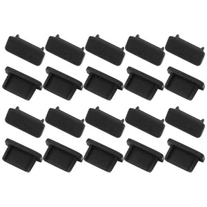 20pcs USB Type C Anti Dust Plug, Rubber Dust Port Cover Cap Protector Black - Zdjęcie 1 z 7