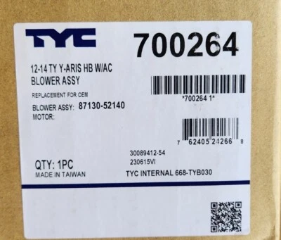 Motor soplador calentador aire acondicionado TYC 700264 para Toyota Yaris 2012-2014 hatchback nuevo Foto 1 de 4