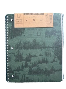 2 pack U Style Eco-Friendly 1 Subject Notebook Forest /woods Print College Ruled - Picture 1 of 2