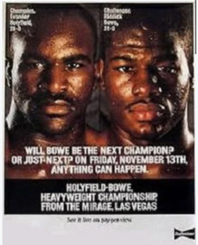 VINTAGE ORIGINAL 1992 EVANDER HOLYFIELD VS. RIDDICK BOWE BOXING FIGHT POSTER Cover