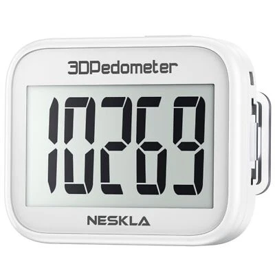 NESKLA 3D Pedometer for Walking Simple Step Counter with Large Digital Display