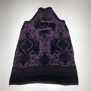 Max Studio Dress Womens Size XS Velvet Patterned Halter Mini Shift Rayon Silk - Picture 1 of 11