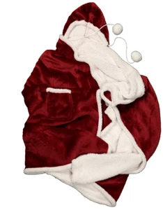 Wearable Hooded Throw Blanket Fleece Lined Safdie & Co. Pockets Red 48"x72" - Picture 1 of 17