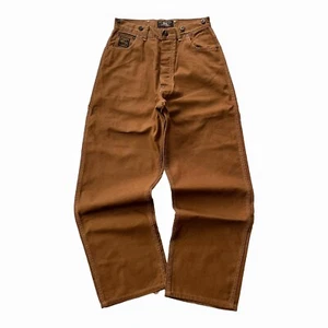 Pantaloni da lavoro RRL doppi RL marroni falegname con fibbia posteriore vita alta - Foto 1 di 13