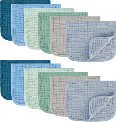 Pack de 12 paños de muselina 100 % algodón. Cl de eructo suave, suave y absorbente para bebé Foto 1 de 4