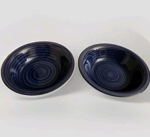 2 Flora Di Roma Rosa Roses 9" Blue Swirl Soup Salad Bowls - Tabletops Unlimited - Picture 1 of 7
