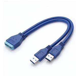 2 USB 3.0 Type A Male to Motherboard 20/19 Pin Header Adapter Cable motherboard - Afbeelding 1 van 4