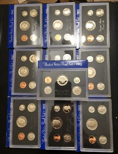 (10) 1983 US United States Mint Proof Sets 5 Coin Set - Lot of 10 - 50 Coins - Picture 1 of 17