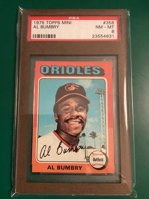 1975 Topps Mini - Al Bumbry #358 Baltimore Orioles PSA 8 color match - Image 1 of 4
