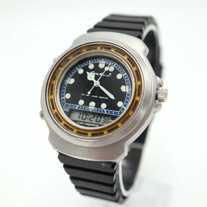 Orologio Vintage Eddie Bauer Ana Digi 38mm Sveglia Crono Cinturino Resina Nero Funzionante - Foto 1 di 23