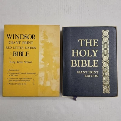 Vintage Holy Bible 1975 Windsor Giant Print King James Version Red Letter Foto 1 de 4