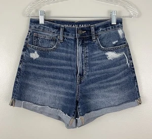 Pantalones Cortos American Eagle AE Highest Rise Años 90 Jean Denim Rasgado Boyfriend Fit talla 2 - Imagen 1 de 3