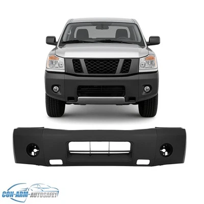 New Front Bumper Cover For Nissan Titan 2004-2014 With Fog Lamp Holes #NI1000237 - Image 1 of 4