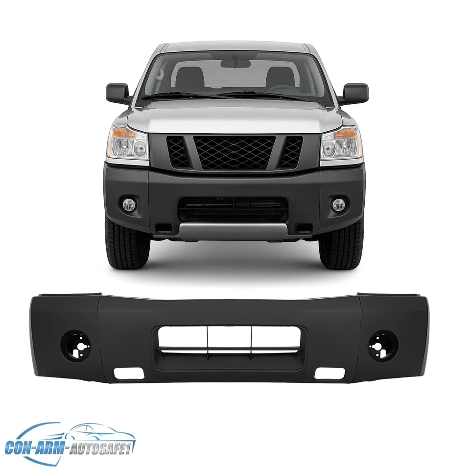 New Front Bumper Cover For Nissan Titan 2004-2014 With Fog Lamp Holes #NI1000237 - Image 1 of 4