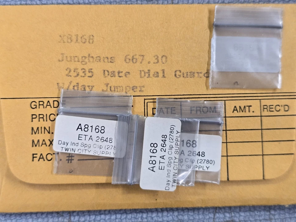 4 x New Junghans 667.30 Wristwatch Day Indicator Spring Clip Lot X/8168 - Image 1 of 1