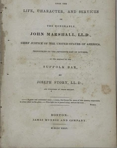 Joseph STORY / DISCOURSE UPON THE LIFE CHARACTER AND SERVICES OF THE HONORABLE - Foto 1 di 1