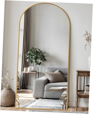 Espejo de Largo Completo, 71"x32" Espejo de Piso Arqueado Independiente, 71"L x 32"W Dorado Foto 1 de 4