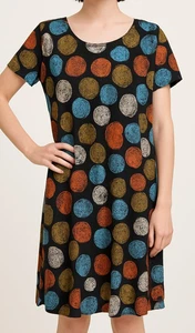 LuLaRoe Carly Kleid XL Abstrakt Punkte Print Schwarz Mehrfarbig Swing Freizeit Weich - Bild 1 von 6