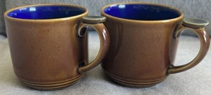 2 - LINDT STYMEIST Yo Han Wheat Brown Cobalt Blue Thumbprint Mug - Good - Picture 1 of 6