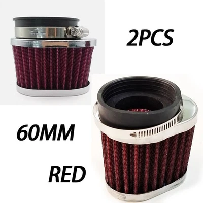2PCS Motorcycle High Flow 60mm Air Filter For Motocross Scooter Air Pods Cleaner - Image 1 of 4