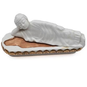 Vintage Chinese Buddha Ink Tray Calligraphy Lid Ceramic Figurine Scholar's Tool - Picture 1 of 6