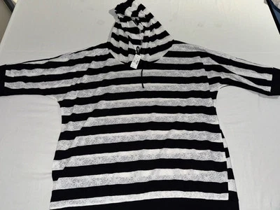 NWT! $39 Maurice’s Oversized Lace Black/White Striped Hoodie- Plus Size 3 - Image 1 of 4