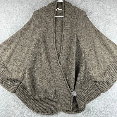 Soft Surroundings Chiang Mai Poncho Sweater Womens Size L/XL Gray Knit Shawl - Image 1 of 4