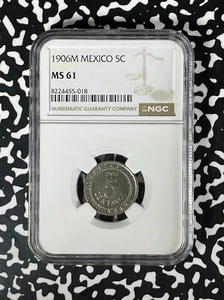 1906-M Mexico 5 Centavos NGC MS61 Lot#G182 Nice UNC! - Picture 1 of 3