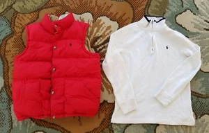 Polo Ralph Lauren Puffer Vest Reversible Red/Tan Cream Pullover Kids Boys Large - Picture 1 of 8