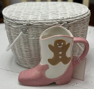 Peppermint & Pine Pink Christmas Gingerbread Cowboy Boot Hand Painted Mug VIRAL - Picture 1 of 4