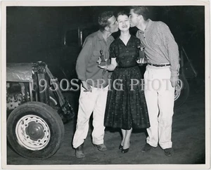 Foto stock anni 50 auto da corsa Fred Tomlinson & Dave James Orange Show Speedway 55 - Foto 1 di 3