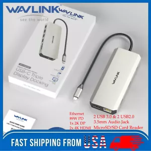 USB C Hub Laptop Docking Station Multiport Adapter Triple Monitor Dual 4K HDMI - Picture 1 of 51