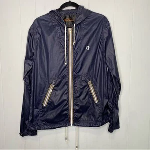 Ben Sherman Navy Blue Hooded Full Zip Rain Jacket - Picture 1 of 10
