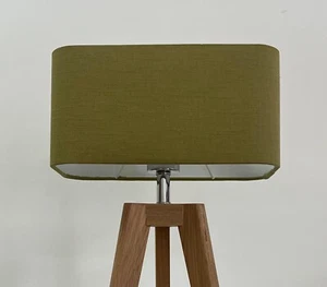 * SALE * Lampshade Olive Green Textured 100% Linen Rounded Rectangle Light Shade - Picture 1 of 20