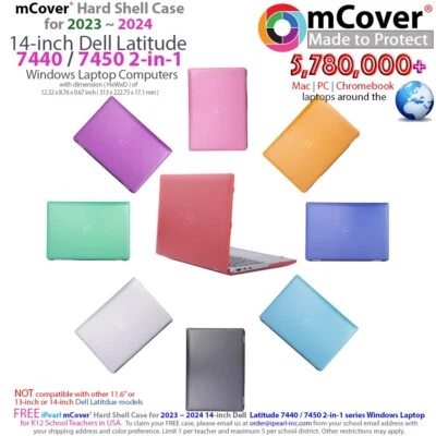 НОВЫЙ жесткий чехол mCover® для ноутбука ПК 2023 2024 14 дюймов Dell Latitude 7440 7450 2-в-1 - Изображение 1 из 4