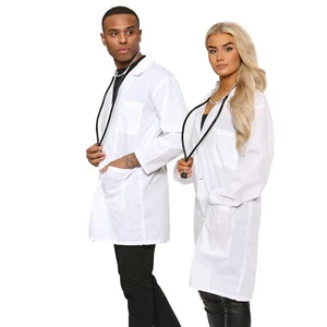 Unisex Doctor Scientist Lab Surgeon Hospital White Coat Fancy Dress Costumes - Picture 1 of 5