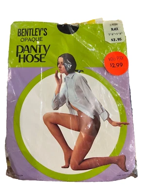 Pantimedias Bentley's Opacas Vintage negras desnudas talla 5'6" - 5'8" grandes años 70 Foto 1 de 2