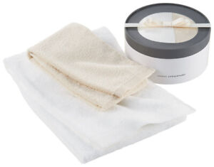 Imabari Crescendo Uruoi Face Beige&Bath Towel with Round Box Gift Made in Japan!
