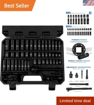 Professional 50-Piece SAE & Metric Socket Set – Corrosion Resistant Finish - Image 1 of 4