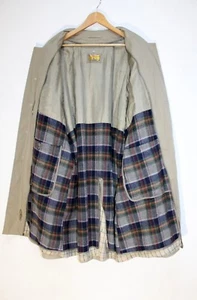 TRENCH LODENFREY LODEN FREY BEIGE TARTAN Plaid WOOL MEN'S OVERCOAT COAT 50 UK L - Picture 1 of 12