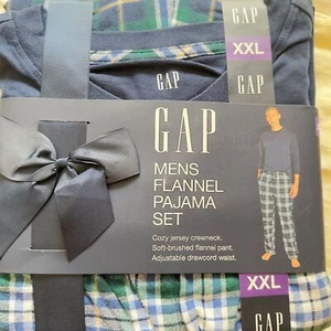 NWT GAP Men's Flannel Pajama Set - Navy and Green Plaid XXL - Picture 1 of 4