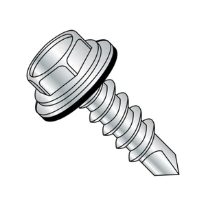 1216KWN Steel Self-Drilling Screw, Zinc Plated Finish, Sealing Hex Washer Head w - Picture 1 of 12